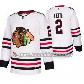 Chicago Blackhawks Duncan Keith 2 Adidas 2019-2020 Wit Authentic Shirt - Mannen